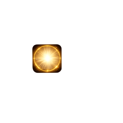 Golden sunburst icon on a dark rounded-square background.